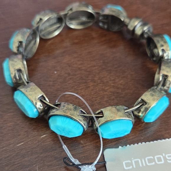 Chico's Jewelry - Chico’s Turquoise & Brass Cuff Bracelet – Magnetic Closure, NWT